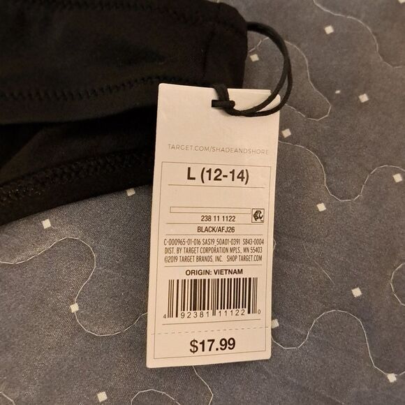 Shade & Shore Black Women's low coverage cheeky swim bottoms size large NWT - Picture 3 of 5